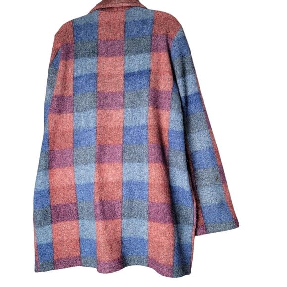 Hinge Plaid Wool Blend Coatigan Women’s Medium Open Front Cardigan Jacket Pocket - Picture 2 of 7